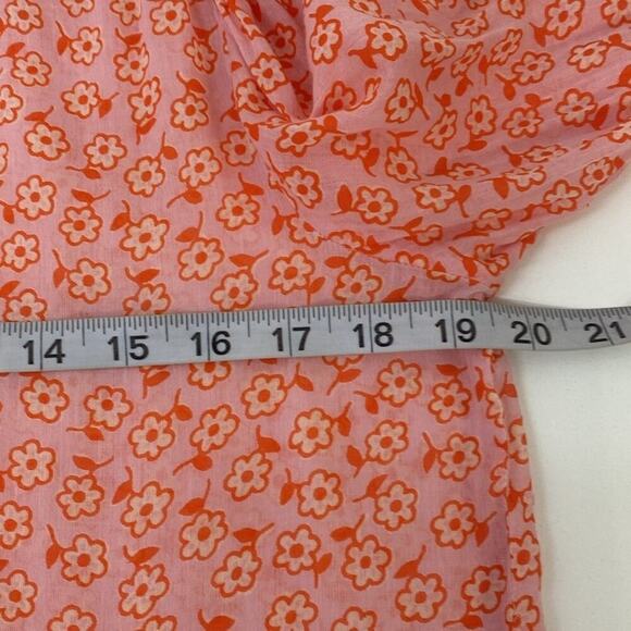 Banjanan Blouse Scattered Flowers Lightweight ruffles Women's Small Pink - Picture 11 of 14